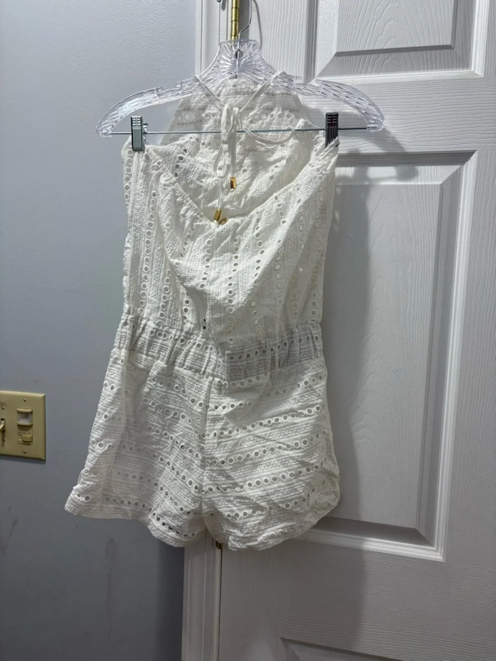 Ondademar Eyelet Cotton Swim Cover Up Romper NWT Size Small